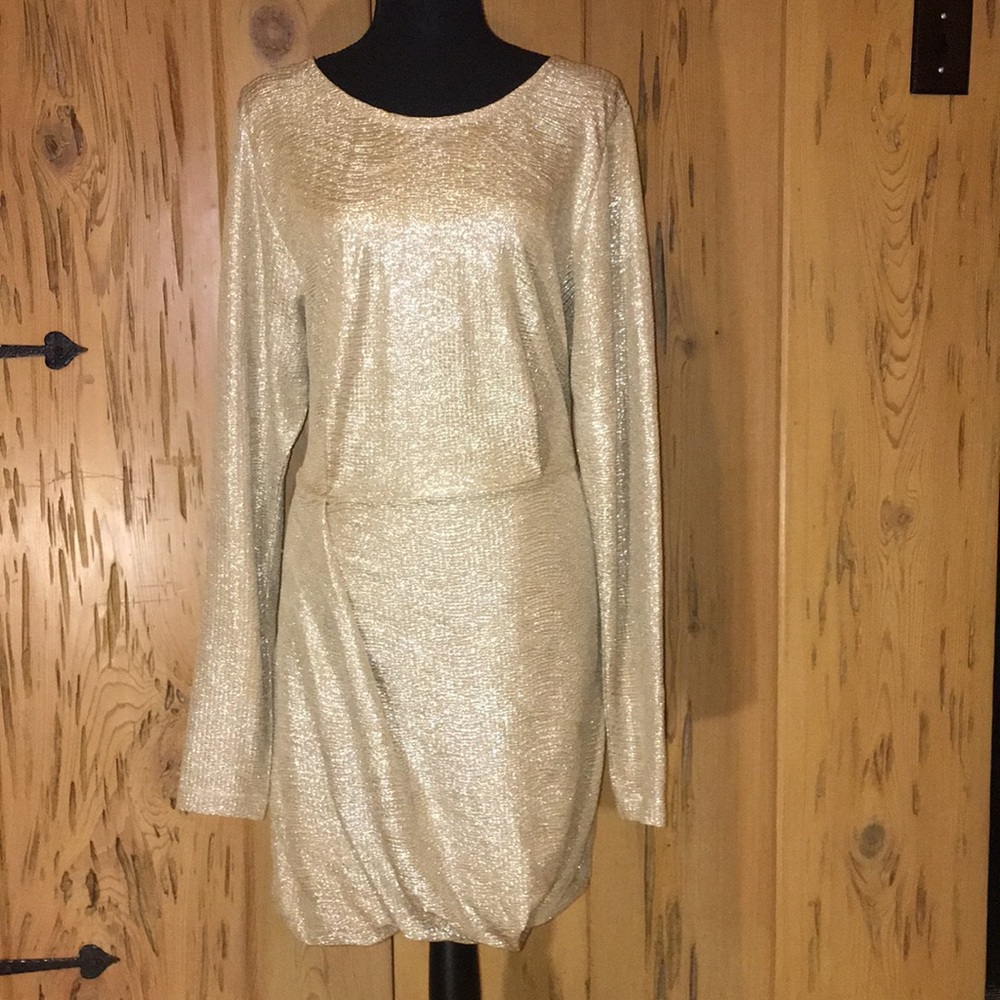 BCBGeneration Mini Long Sleeve Metallic Dress
